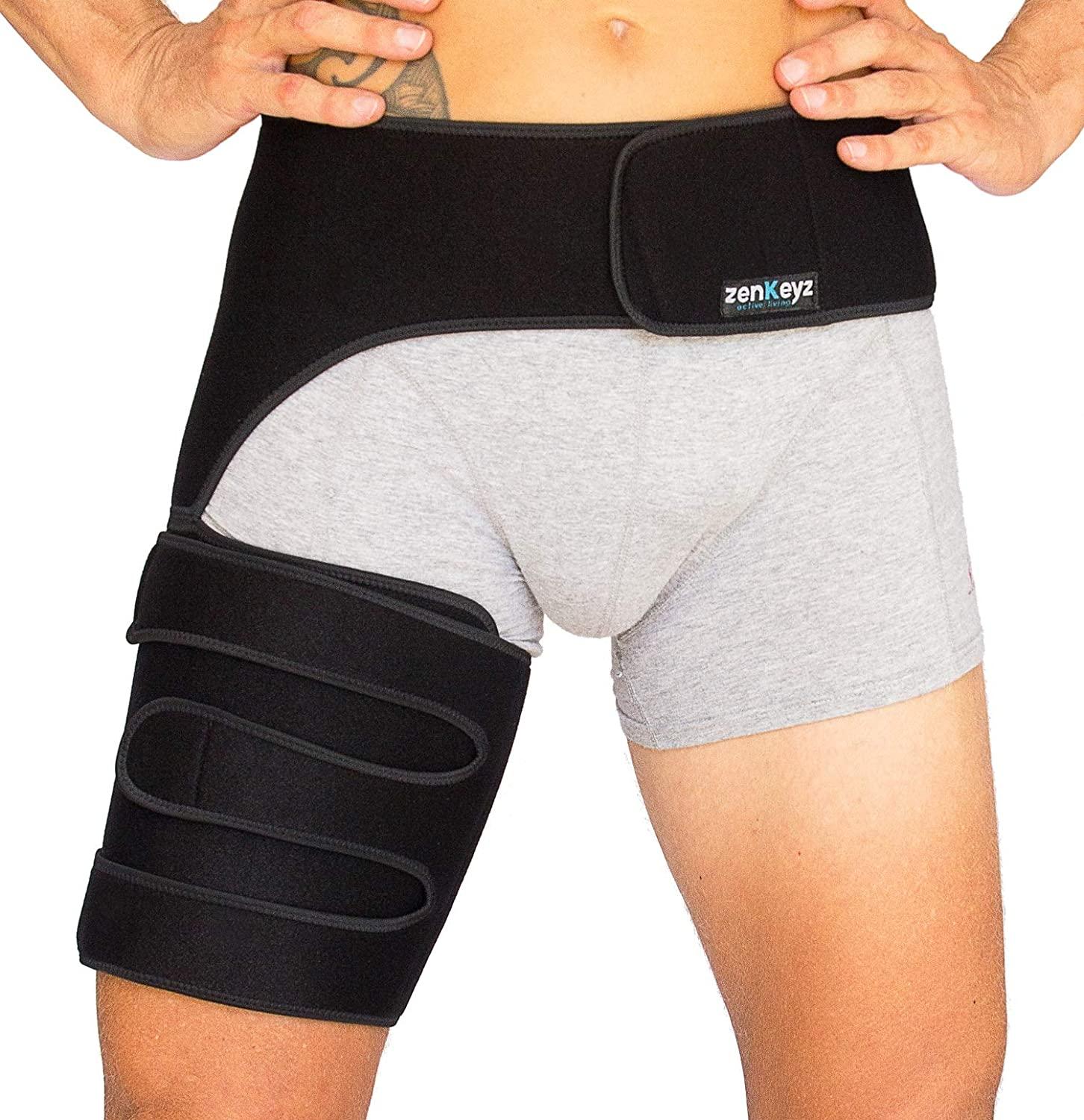 REAQER Hip Thigh Support Brace Groin Compression Wrap for Pulled Groin  Sciatic Nerve Pain Hamstring Injury