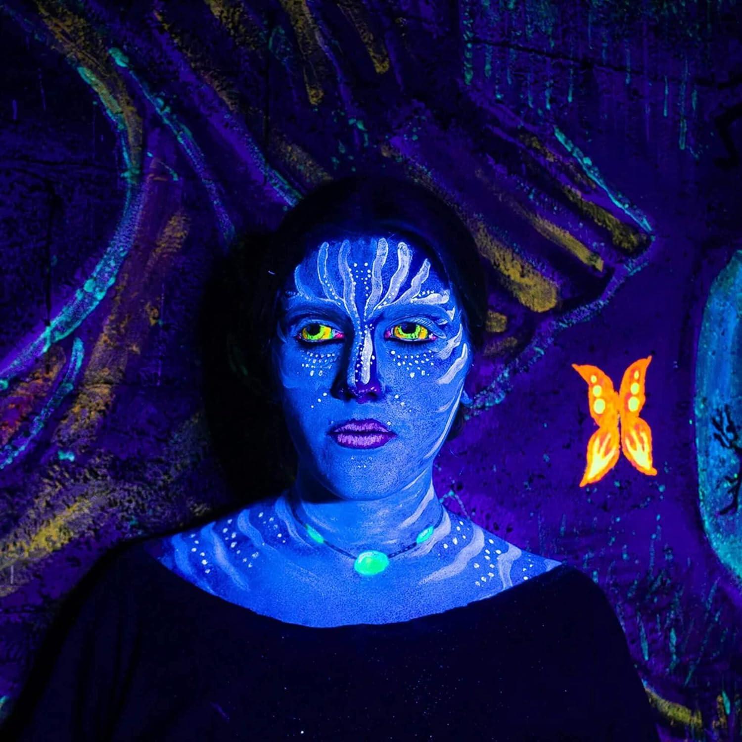 CCbeauty Neon UV Body Paint Black Light Body Paint Glow In The Dark Face Paint 8 Colors Water