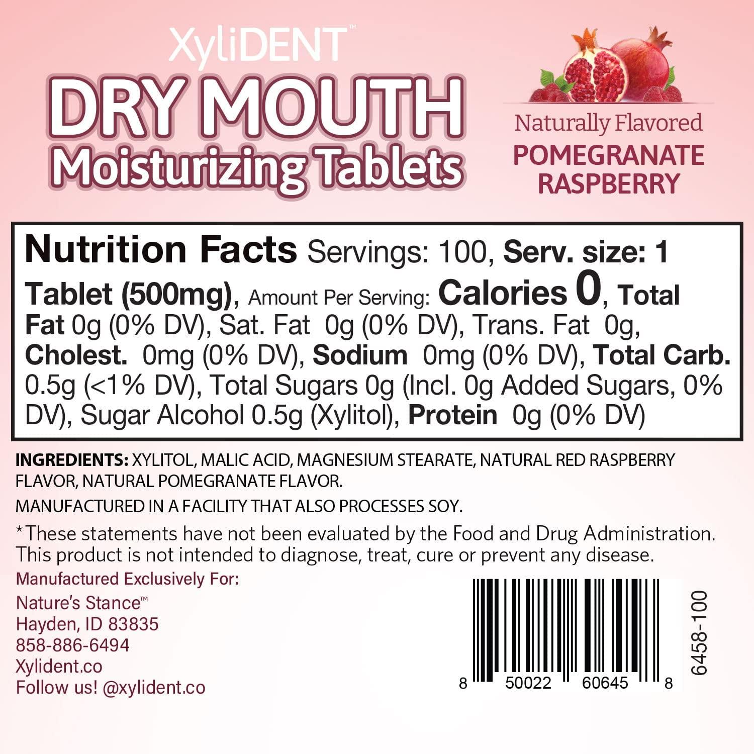 XyliDENT Xylitol Tablets for Dry Mouth Relief Stimulates Saliva Freshens Breath Reduces Acid