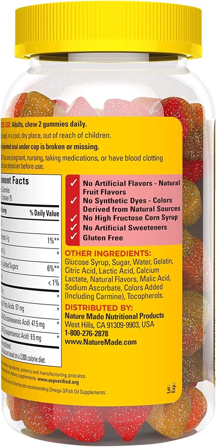 Nature Made Fish Oil Gummies Strawberry Lemon & Orange 150 Gummies