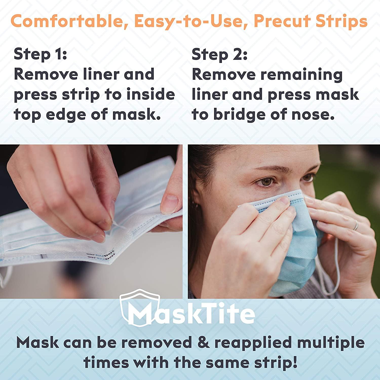 MaskTite Face Mask Tape, No Fogging Glasses. No Slipping Masks. No