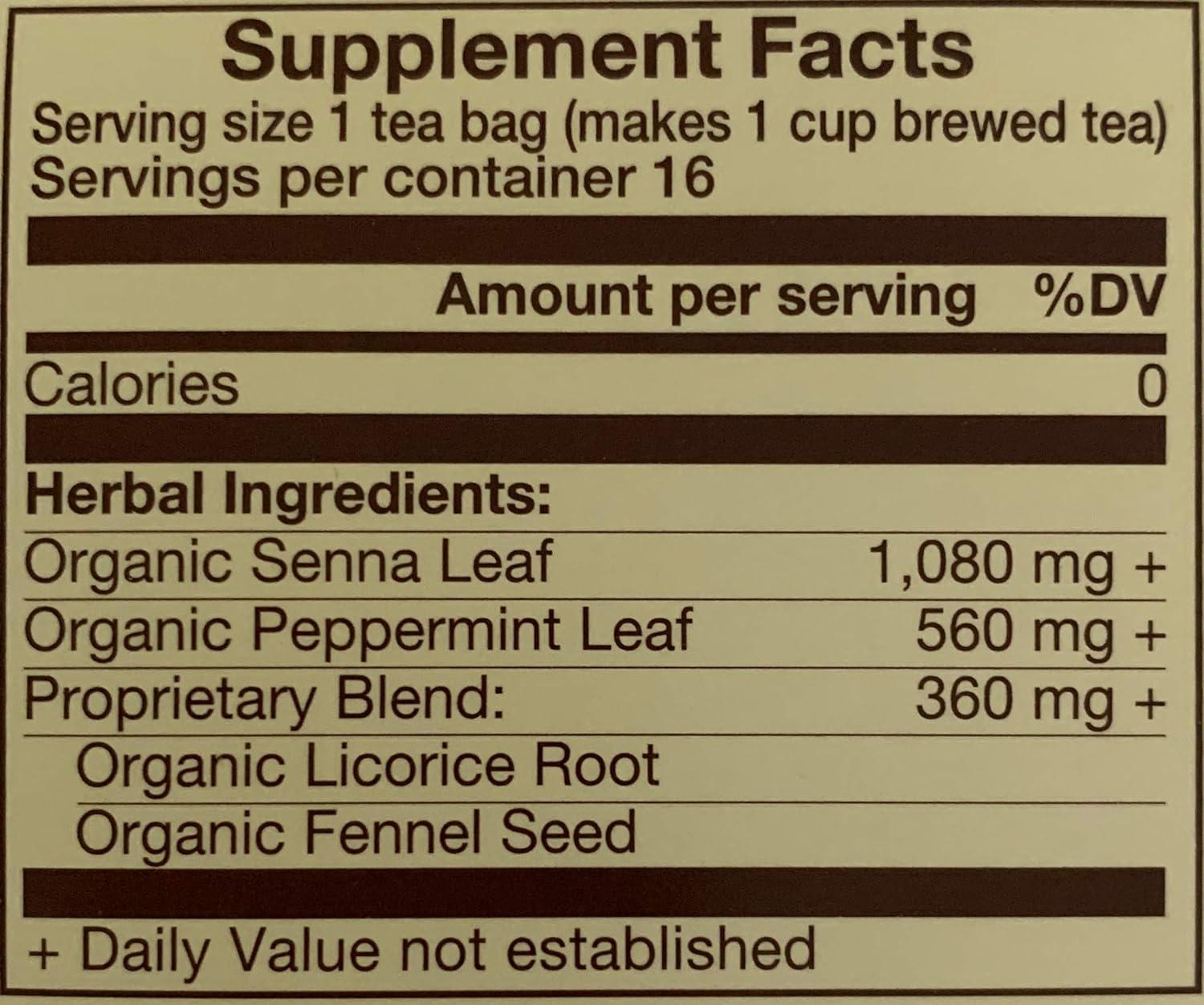 GreenWise Organic Laxative Herbal Supplement Senna Leaf Peppermint