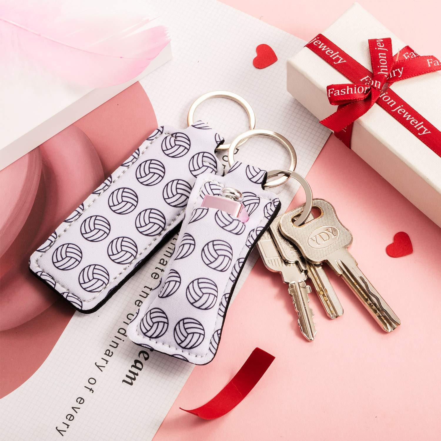 16 Pieces Volleyball Chapstick Holder Keychains Volleyball Lipstick