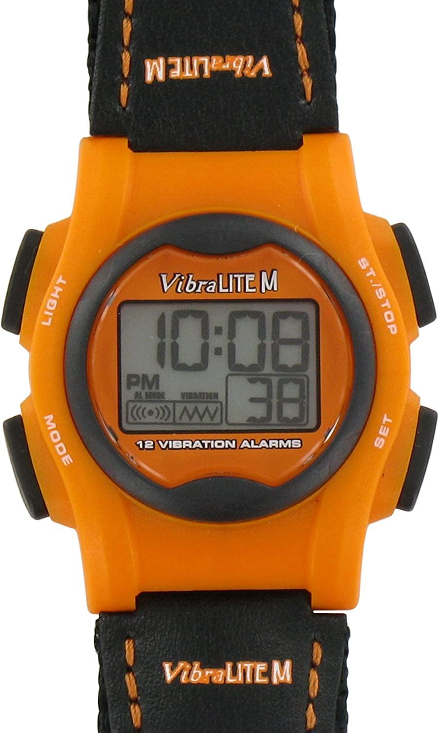 VibraLITE Mini 12Alarm Vibrating Watch Black Orange