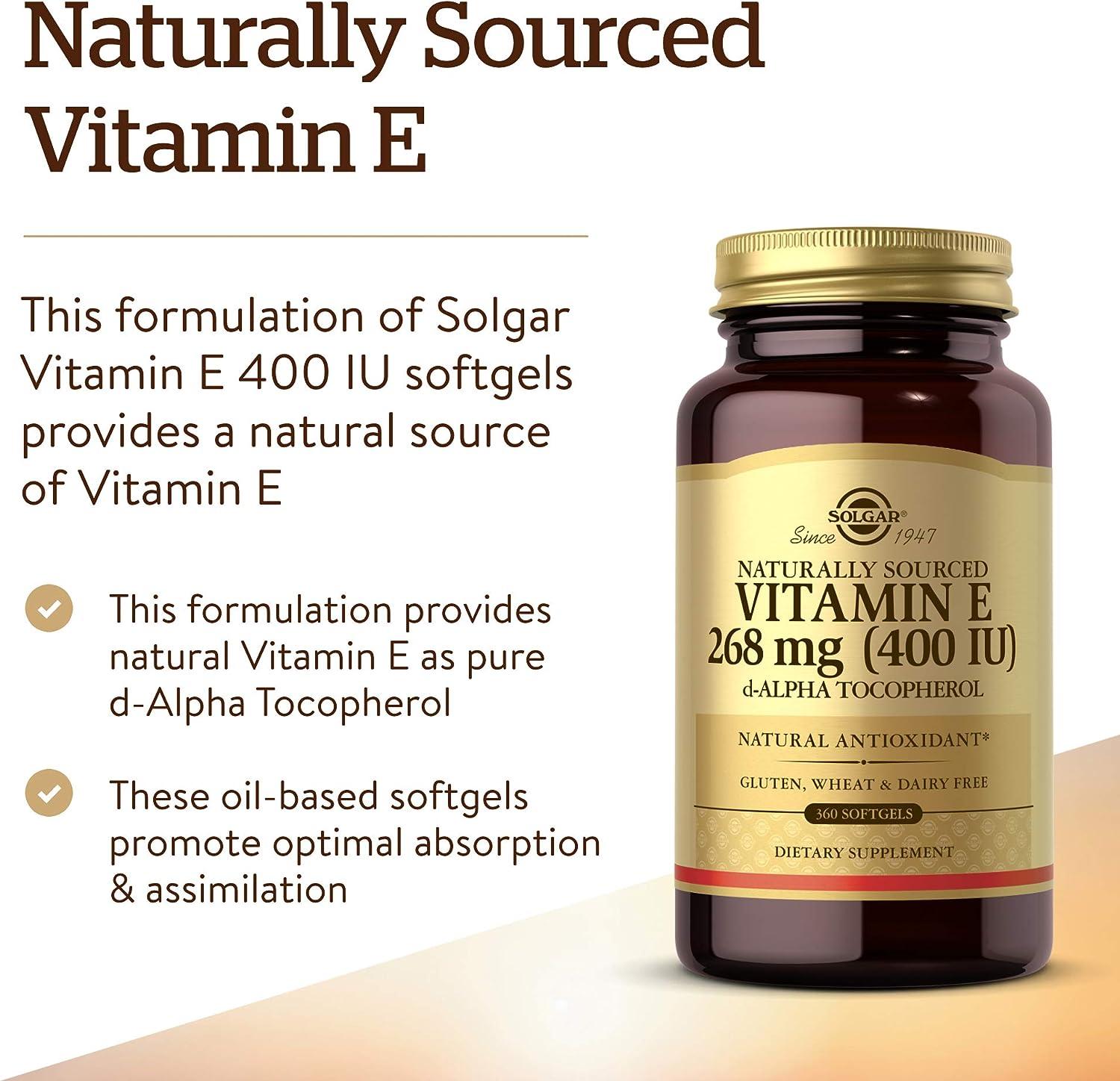 Solgar Vitamin E 268 mg (400 IU) 360 Alpha Softgels Natural Antioxidant Skin & Immune System