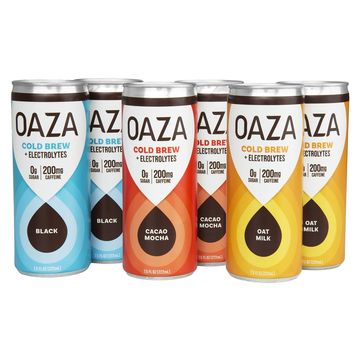 Oaza Variety Pack Cold Brew Coffee + Electrolytes Zero Sugar, Great