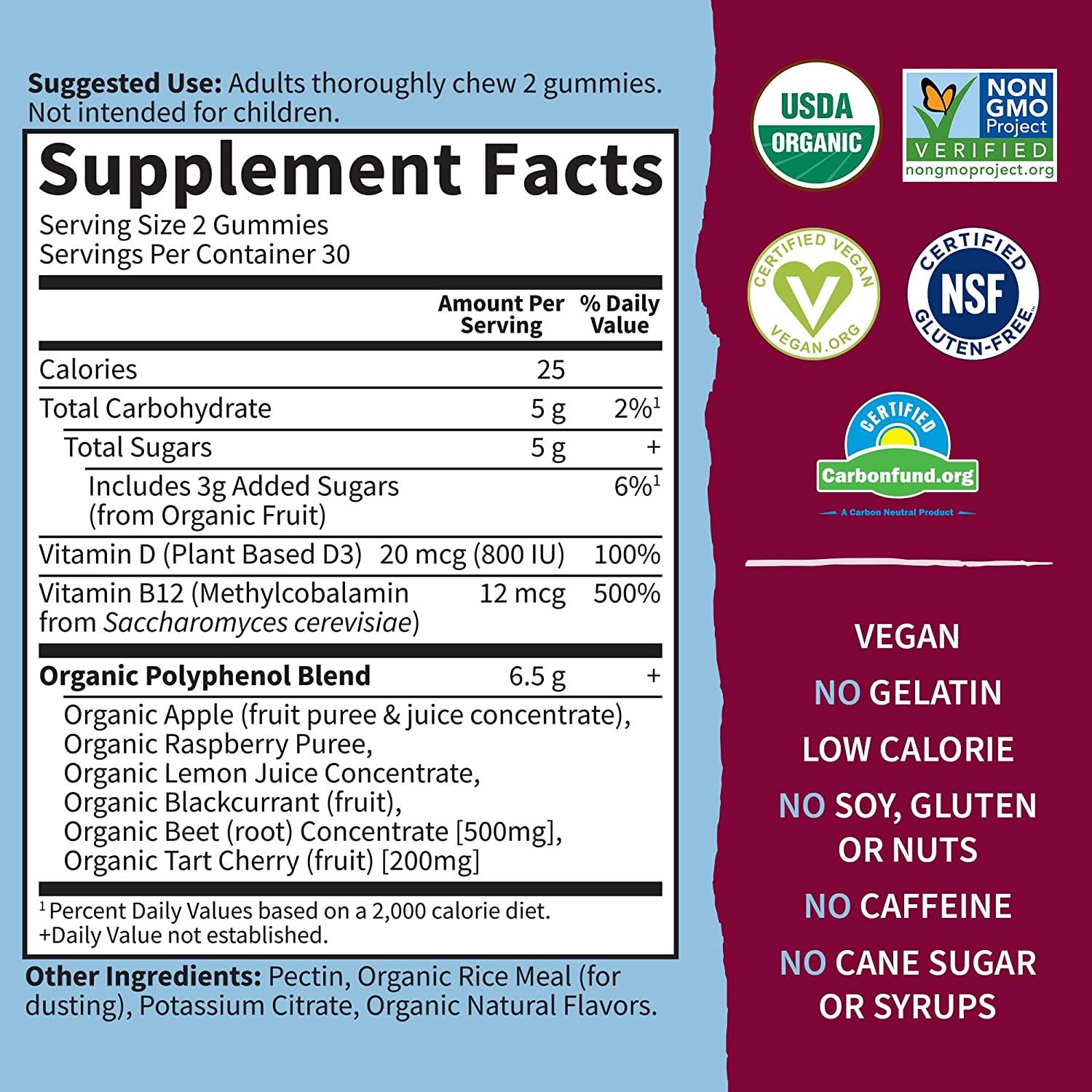 Garden of Life Organic Beet Root Gummies Made from Pectin with