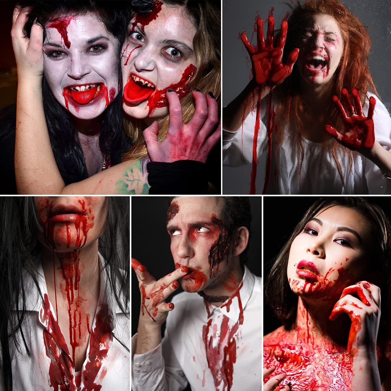 DE'LANCI Edible Fake Blood Gel, Realistic Sfx Fake Blood Makeup Kit,  Washable Fake Blood for Clothes Mouth Eyes, Special Effects Makeup Kit for  Vampire Zombie Halloween Fake Blood Makeup- 60g(2.12 Oz) 2