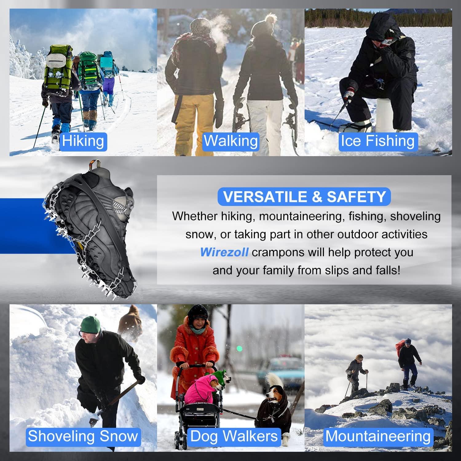 Wirezoll Ice Cleats Crampons for Hiking Boots and Snow Shoes