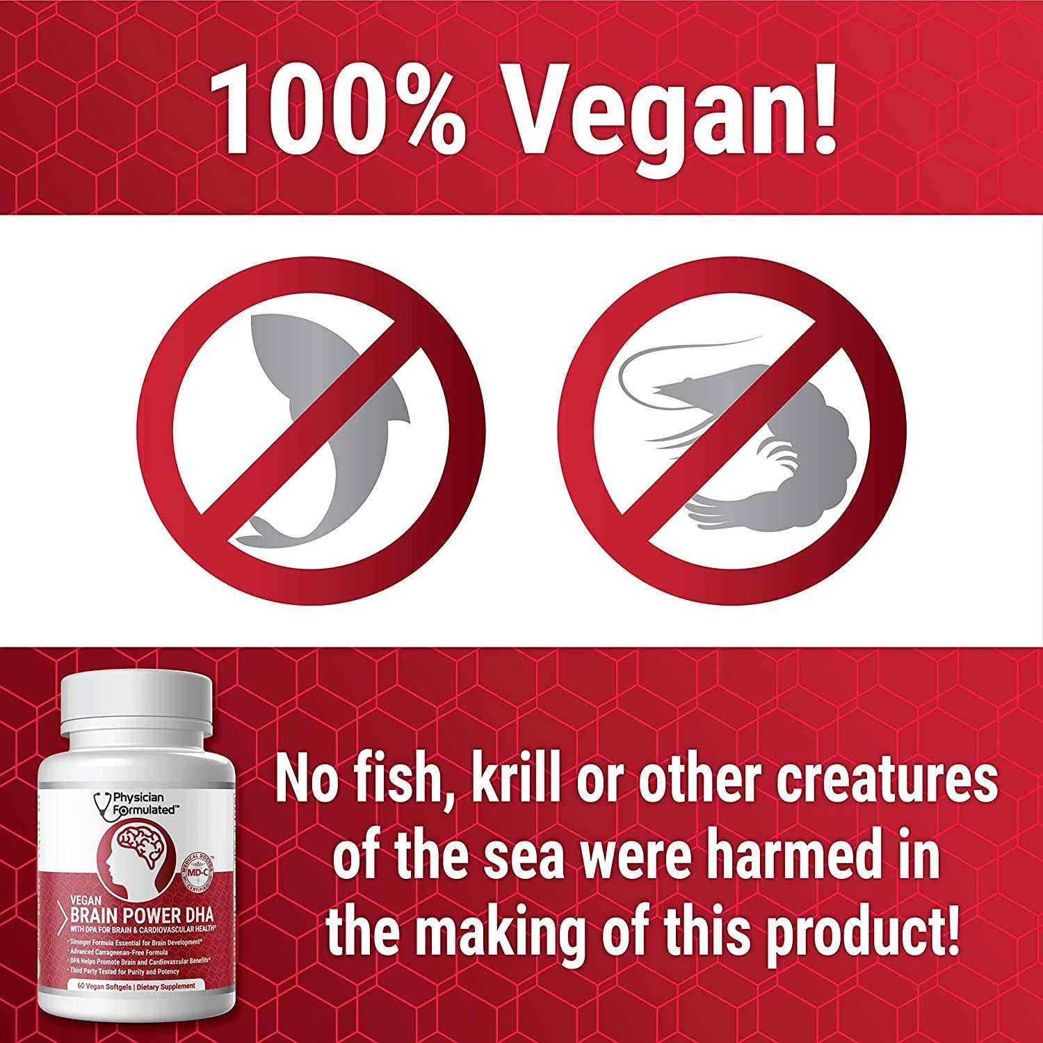 Vegan DHA for Brain and Prenatal 100 Algae Based Omega 3 Essential