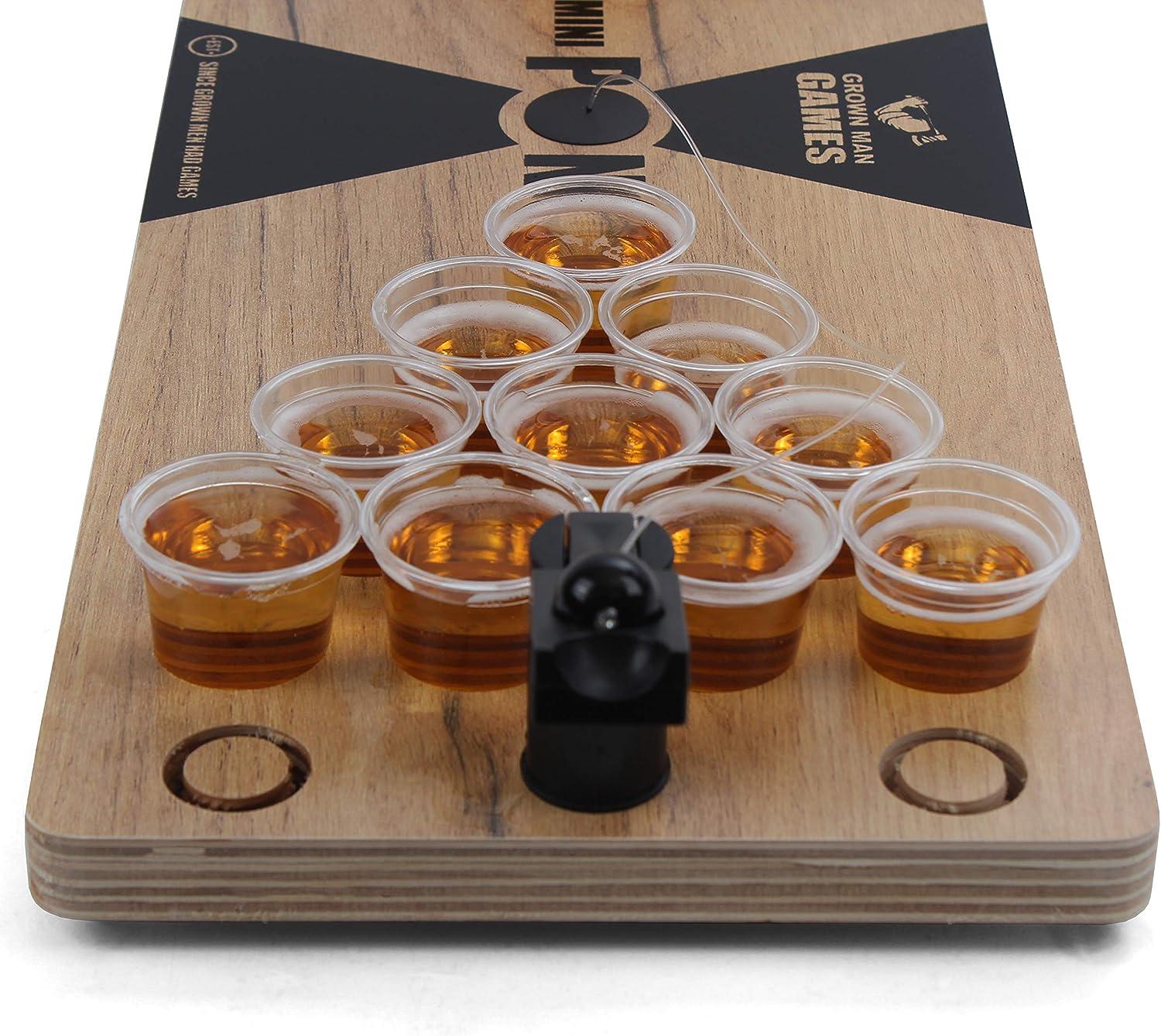 Grown Man Games Mini Beer Pong Set Fun Tabletop Drinking Party Game