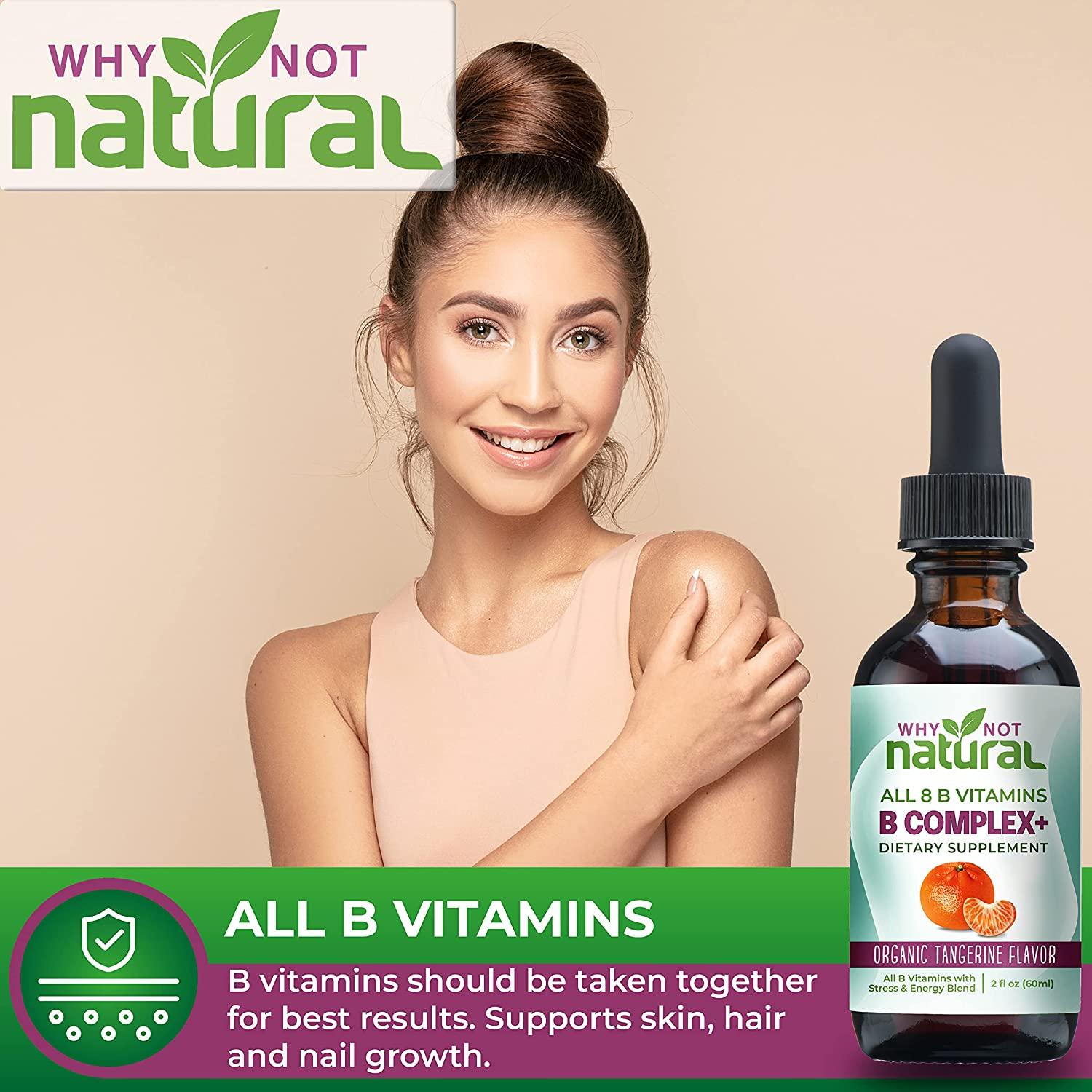 Organic Vitamin B Complex Liquid Drops for Women Vegan Sublingual