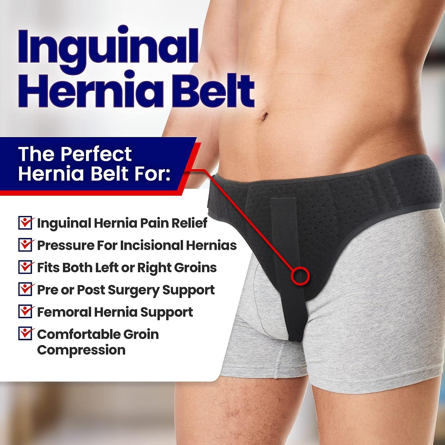 Hernia Belt for Men Inguinal Hernia Support - Groin or Lower Abdominal  Hernia Truss Hernia Belts for Women or Mens Inguinal Hernias Support Belt  With Pressure Pad Fits Left or Right Groins (