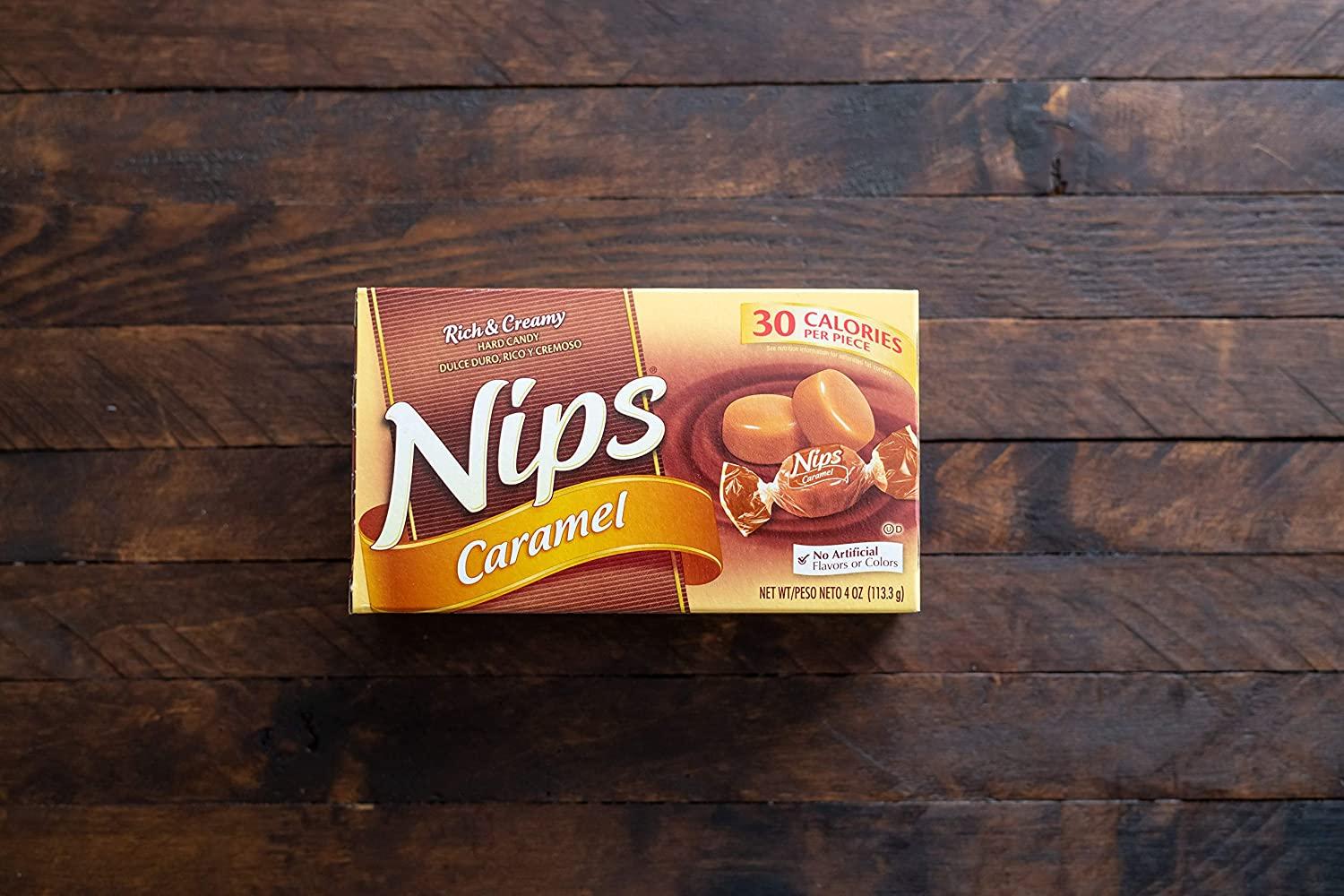 Nips Caramel Candy, 4 Ounce Box (Pack of 12) Caramel 4 Ounce (Pack of 12)