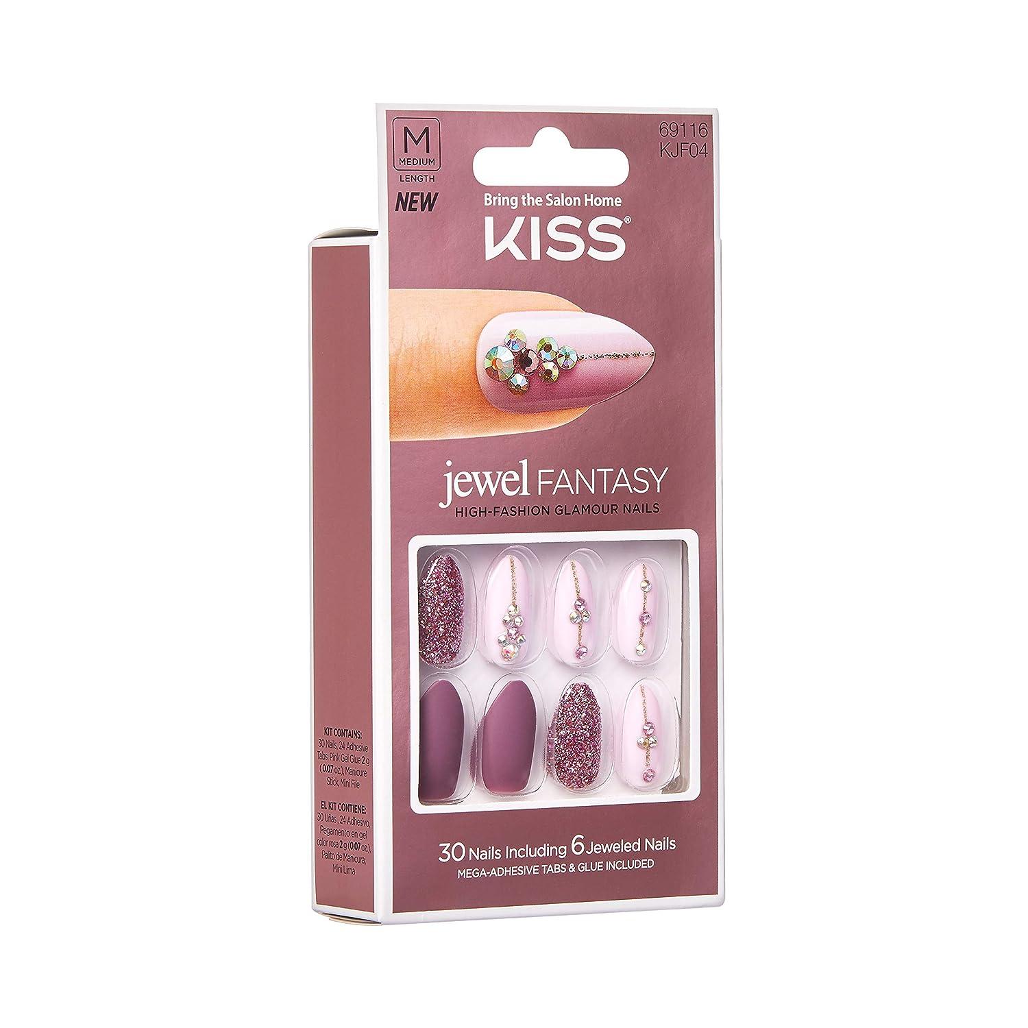 KISS Jewel Fantasy Nails Medium Length High Fashion Glamour Nails (KJF04)