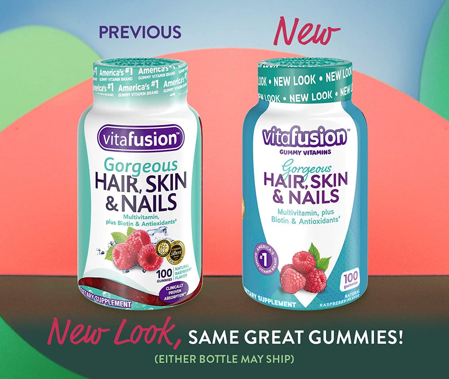 VitaFusion Gorgeous Hair Skin & Nails Multivitamin Natural Raspberry Flavor  100 Gummies