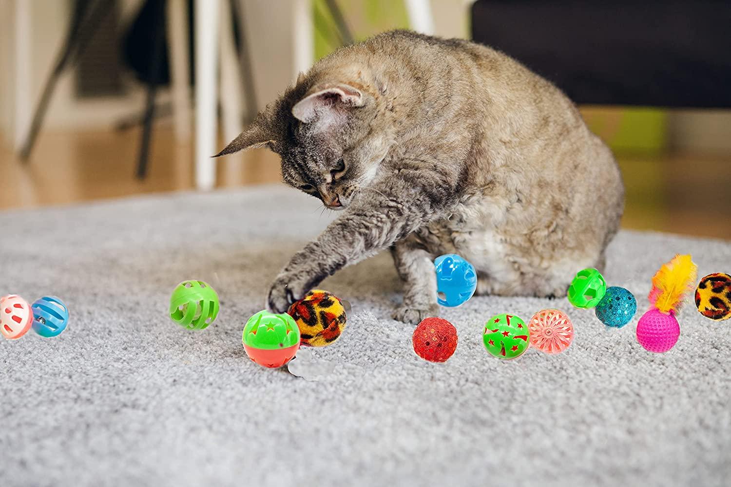 Fashion's Talk 40 Count Plastic Ball Cat Toys Lattice Balls with Bell