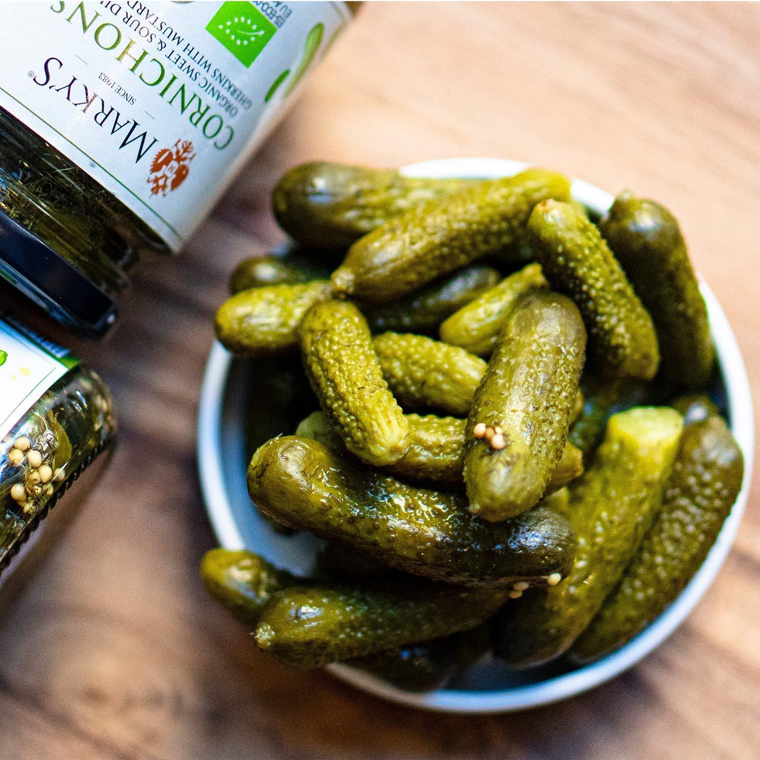 Organic Cornichons Pickles 12.3 OZ / 348 G Sweet & Sour Dill Gherkins