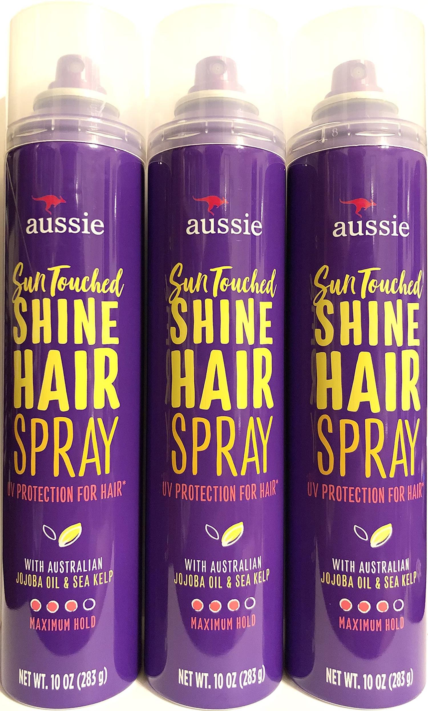 Aussie SunTouched Shine Hairspray Maximum Hold 10 ounces (Pack of 3)
