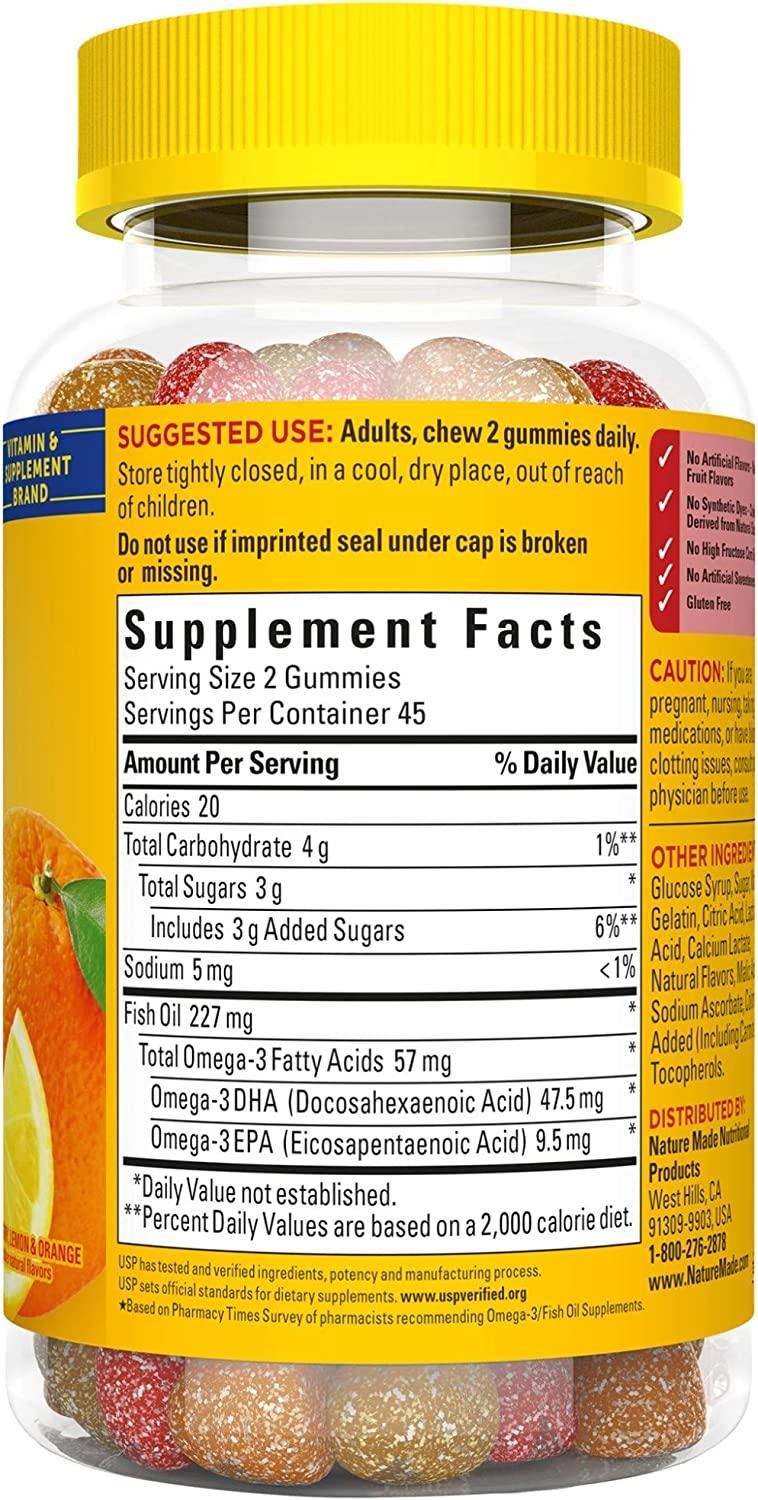 Nature Made Fish Oil Gummies with HeartHealthy Omega 3s 57 mg, in