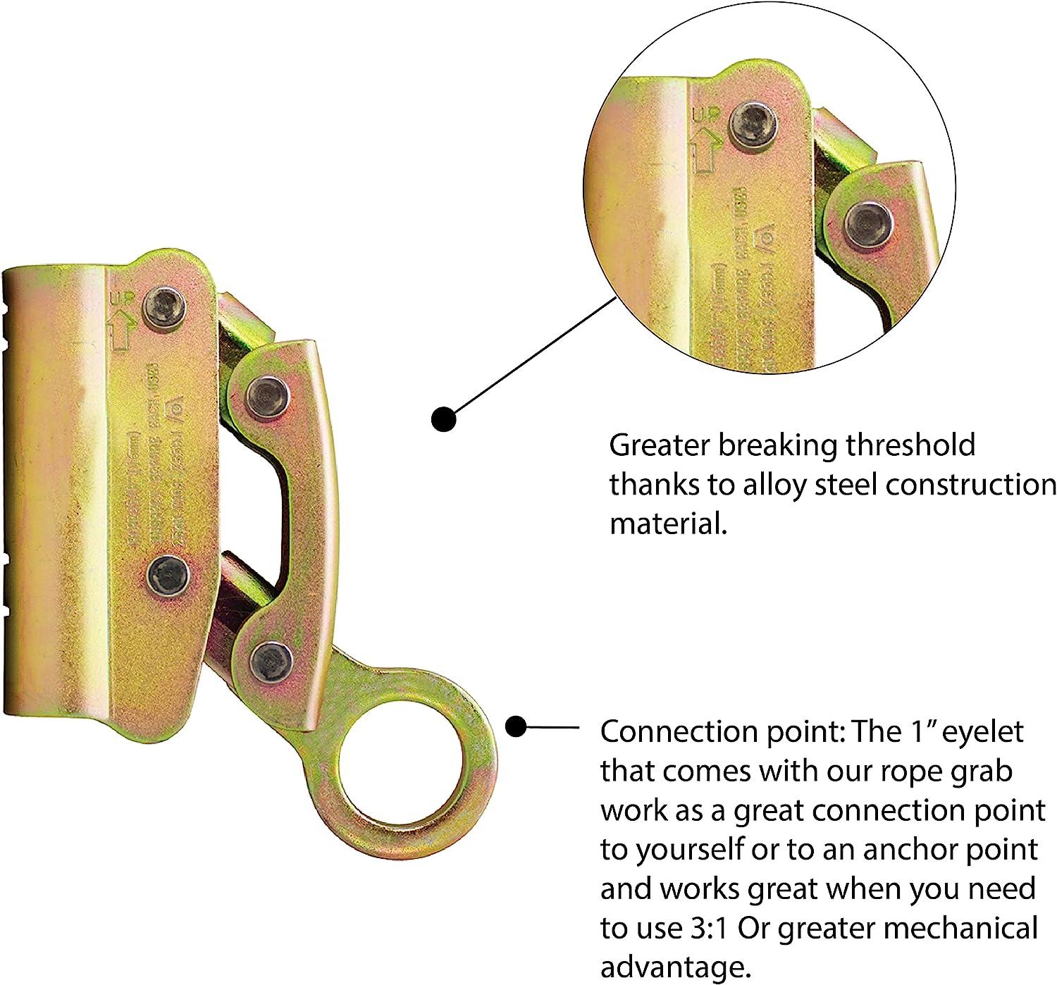 Fusion Climb Optimus Stainless Steel Manual Rope Grab, Safety Harness