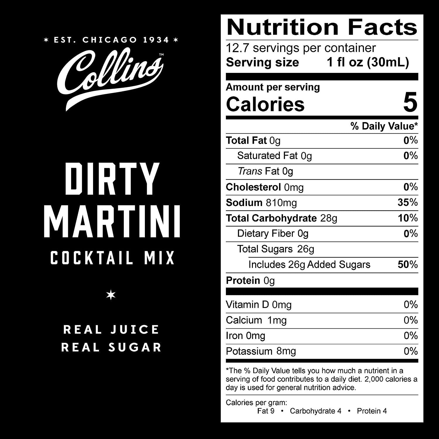 Collins Dirty Martini Mix Made with Real Olive Brine for The Bold