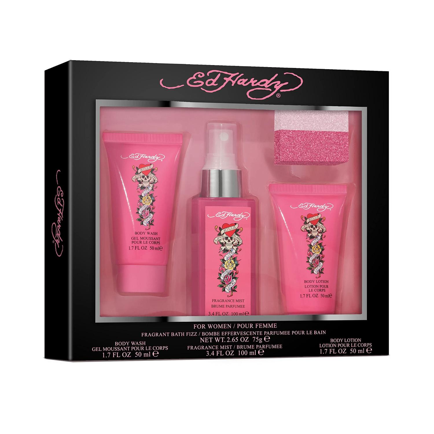 Womens Perfume Gift Set by Ed Hardy 4 Pieces Include Fragrance Mist