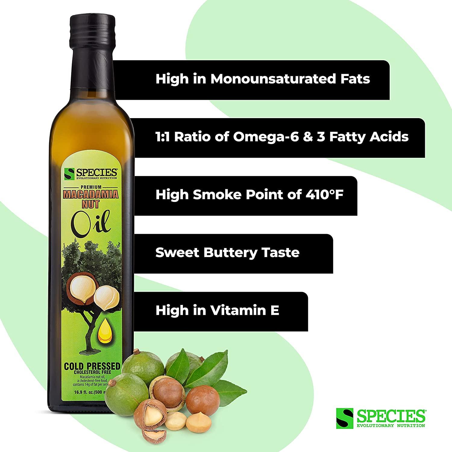 Species Nutrition Macadamia Nut Oil Healthy Cooking Oil for Stir Fry, Sweet & Buttery Taste