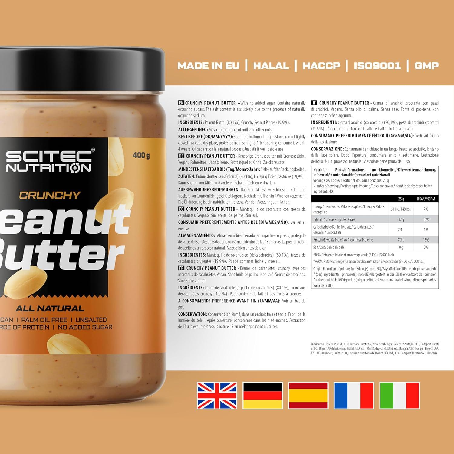 Scitec Nutrition Peanut Butter - Palm Oil Free Vegan Low Salt Protein ...