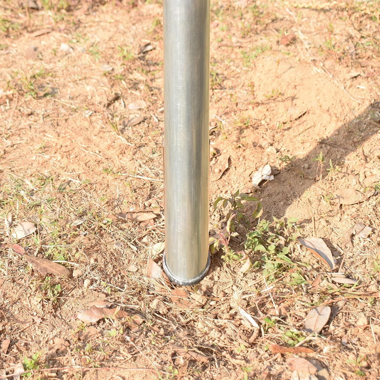 GAMESUN Galvanized Tetherball Set with Yellow Ball, Galvanized Poles