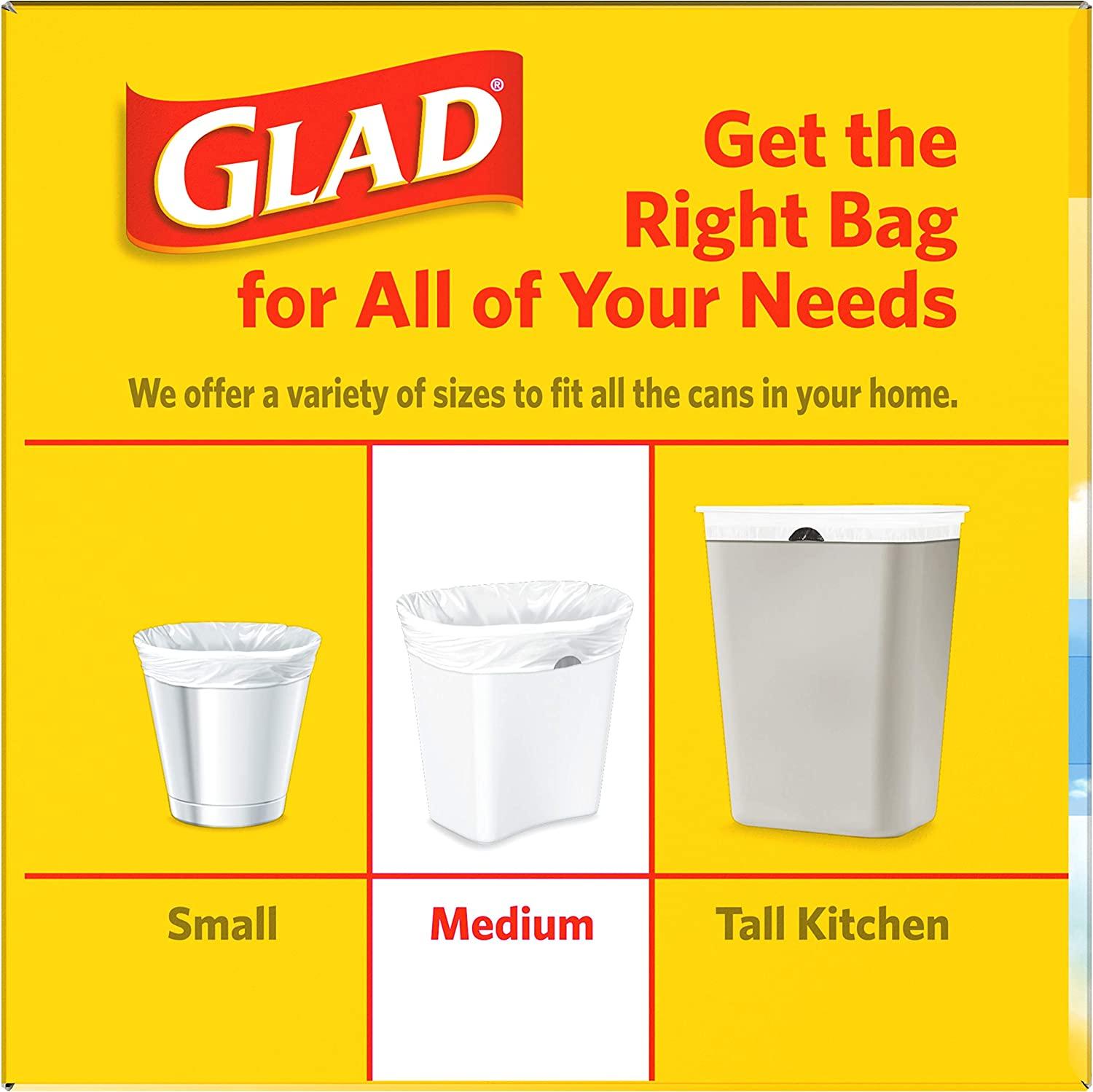 Glad Trash & Food Storage Medium Kitchen Drawstring Trash Bags 8 Gallon