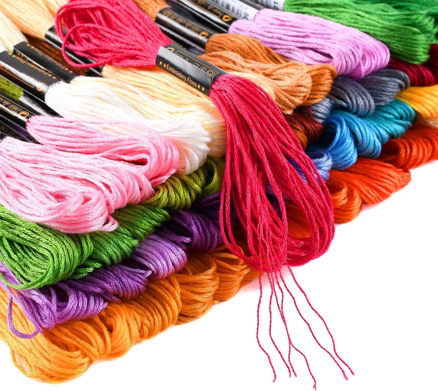 ThreadNanny 100 Colors Embroidery Thread - 100 Rainbow Color Skeins  Embroidery Floss Set Cross Stitch Threads Friendship Bracelets Kit