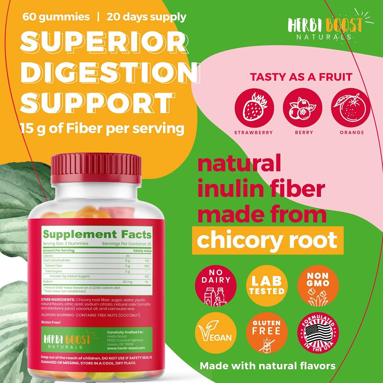 Prebiotic Fiber Gummies for Adults & Kids, Vegan Gummy Soluble Fiber