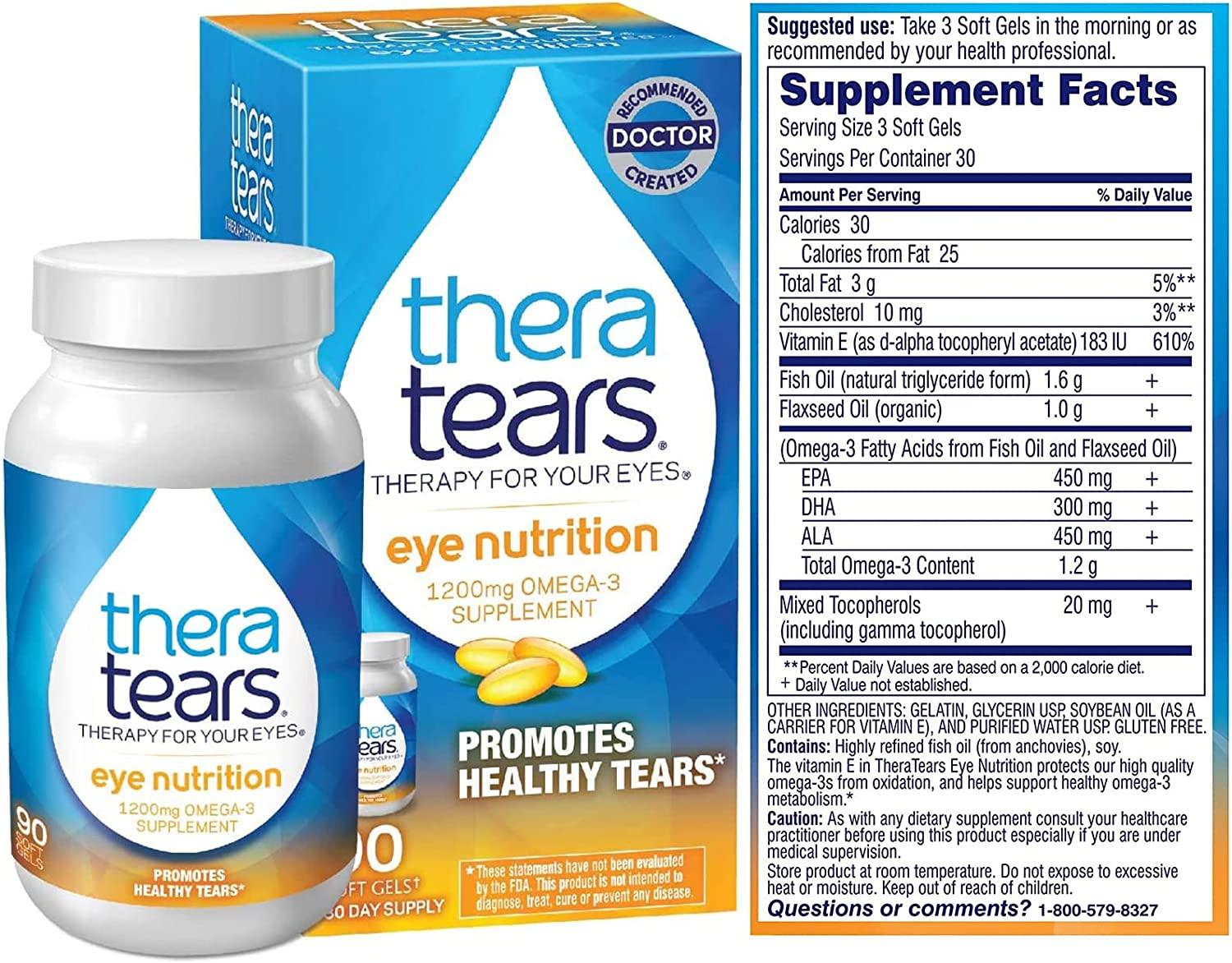 TheraTears Omega 3 Supplement Eye Drops Combo 90 Ct Supplements   1