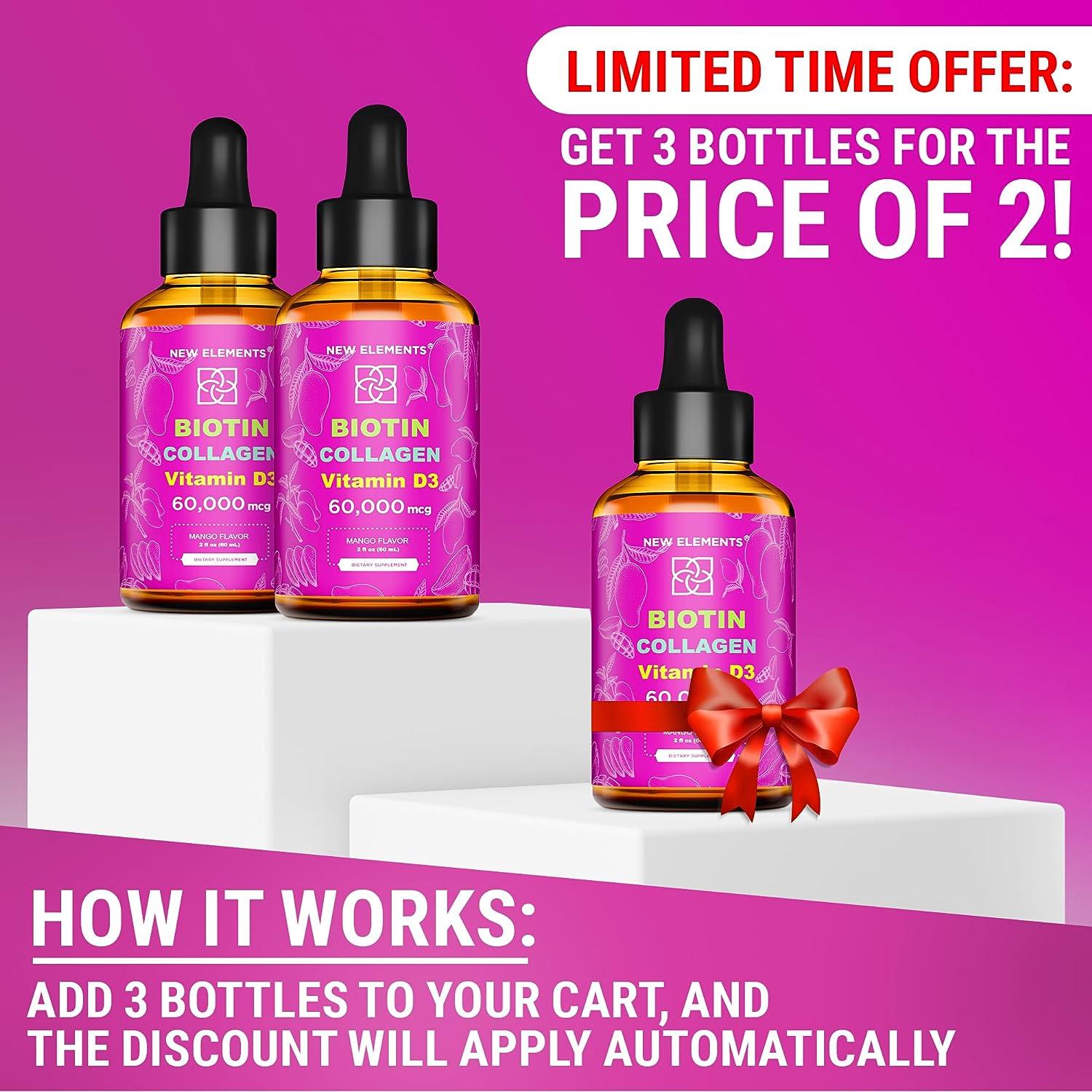 Biotin Collagen Peptides with Vitamin D3 for Hair Growth 60,000mcg