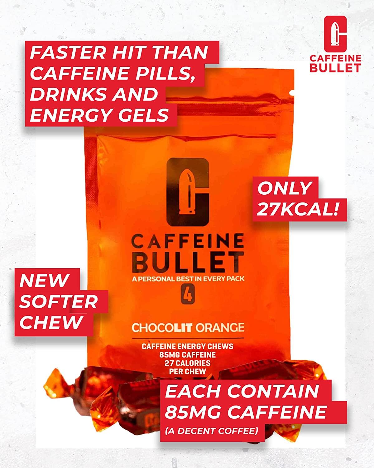 Caffeine Bullet 40 Chocolate Caffeine Chews 85mg Each for Cycling