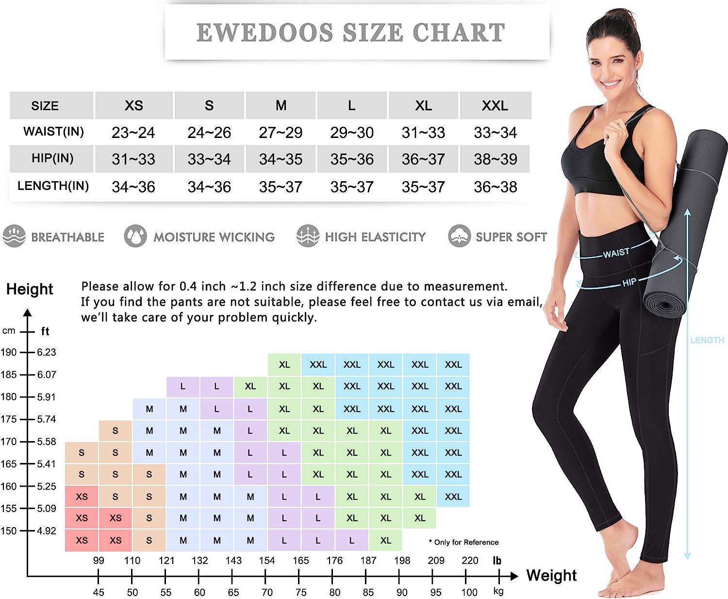 Ewedoos Leggings with Pockets for Women High Waisted Yoga Pants with Pockets  for Women Soft Yoga Pants Women X-Large Black