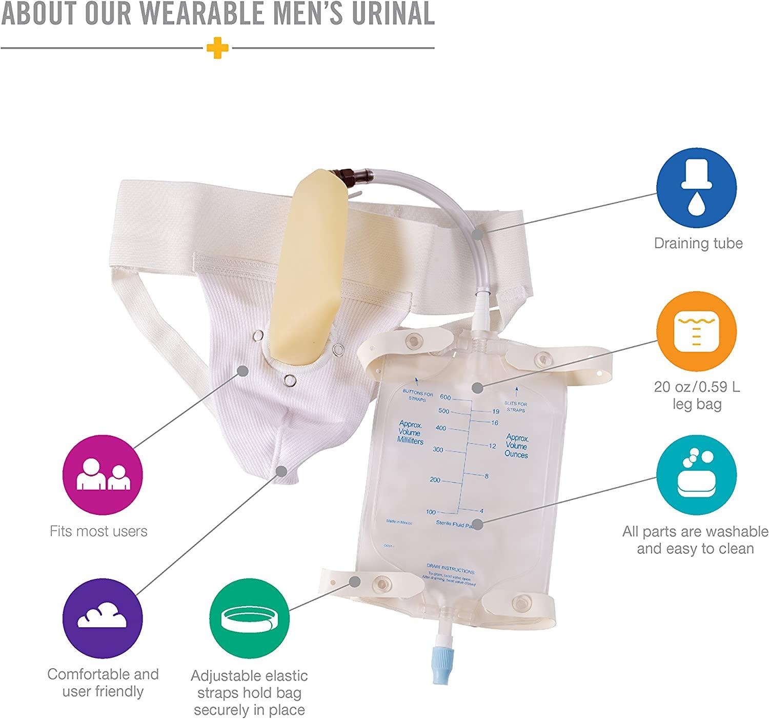 DMI Urinal for Men, Portable Urinal With Elastic Waistband And Urine