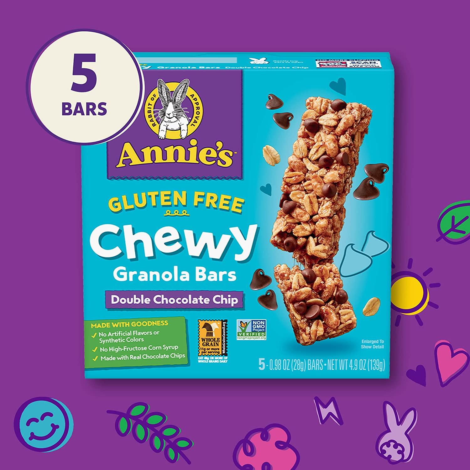 Annie's Gluten Free Chewy Granola Bars, Double Chocolate Chip, 5 Bars