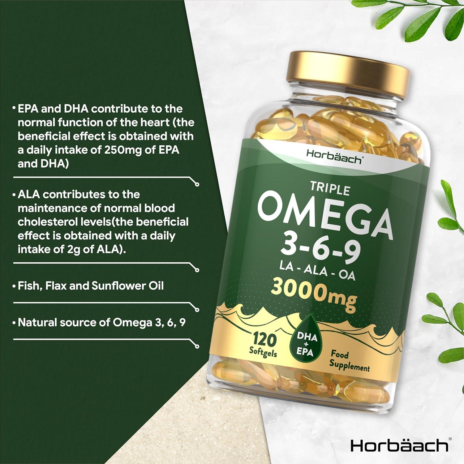 Omega 3 6 9 Capsules High Strength 3000mg 120 Softgels Triple