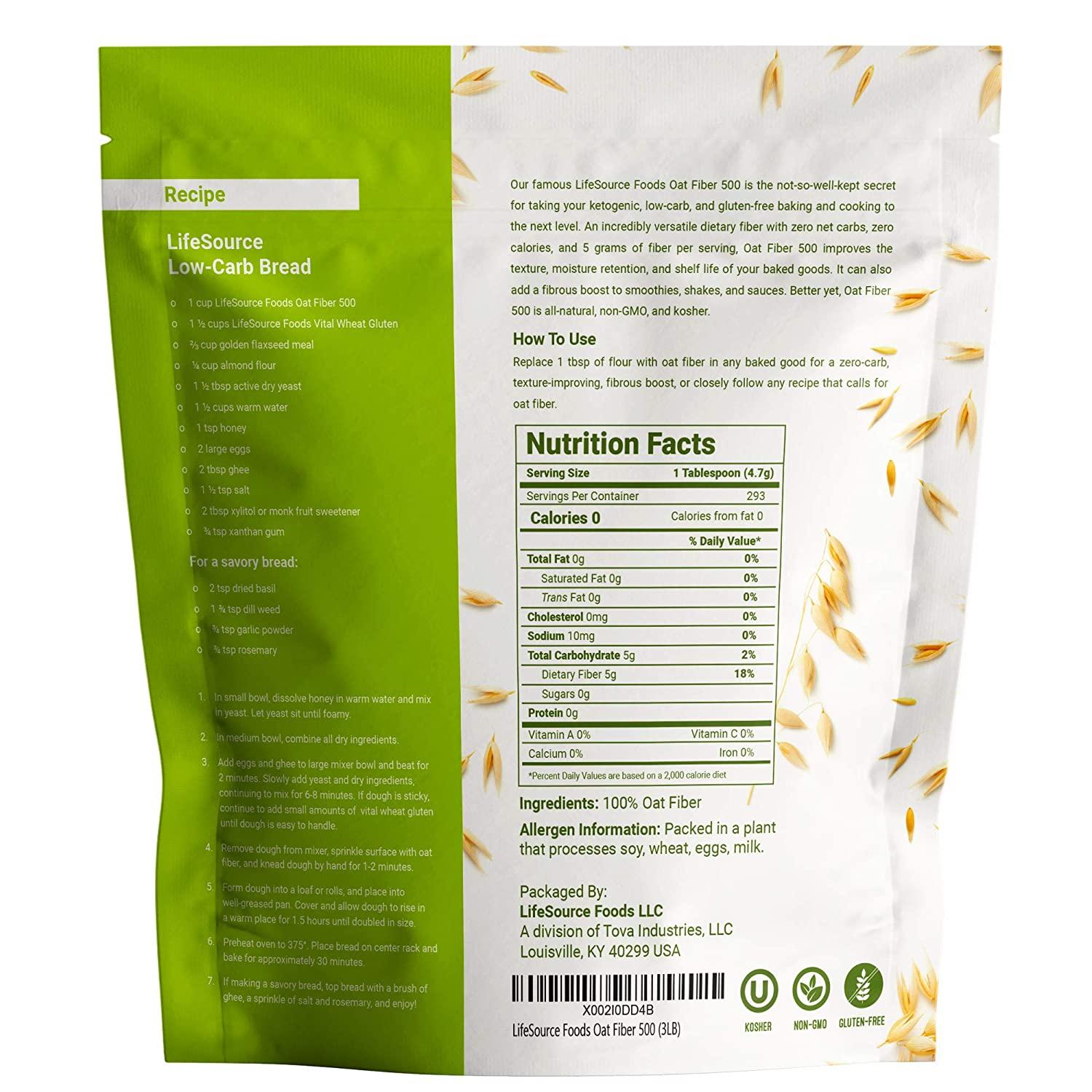 LifeSource Foods Oat Fiber 500 (3 LB) AllNatural, GlutenFree, Zero