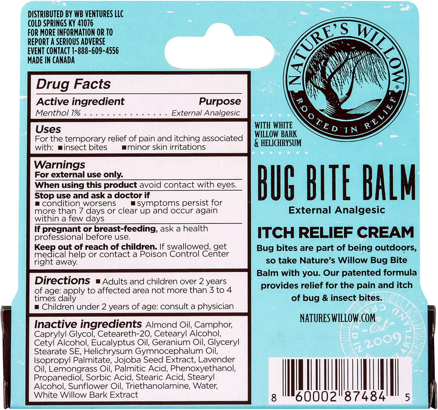Nature’s Willow Bug Bite Balm, Natural Insect Bite Pain & Itch Relief