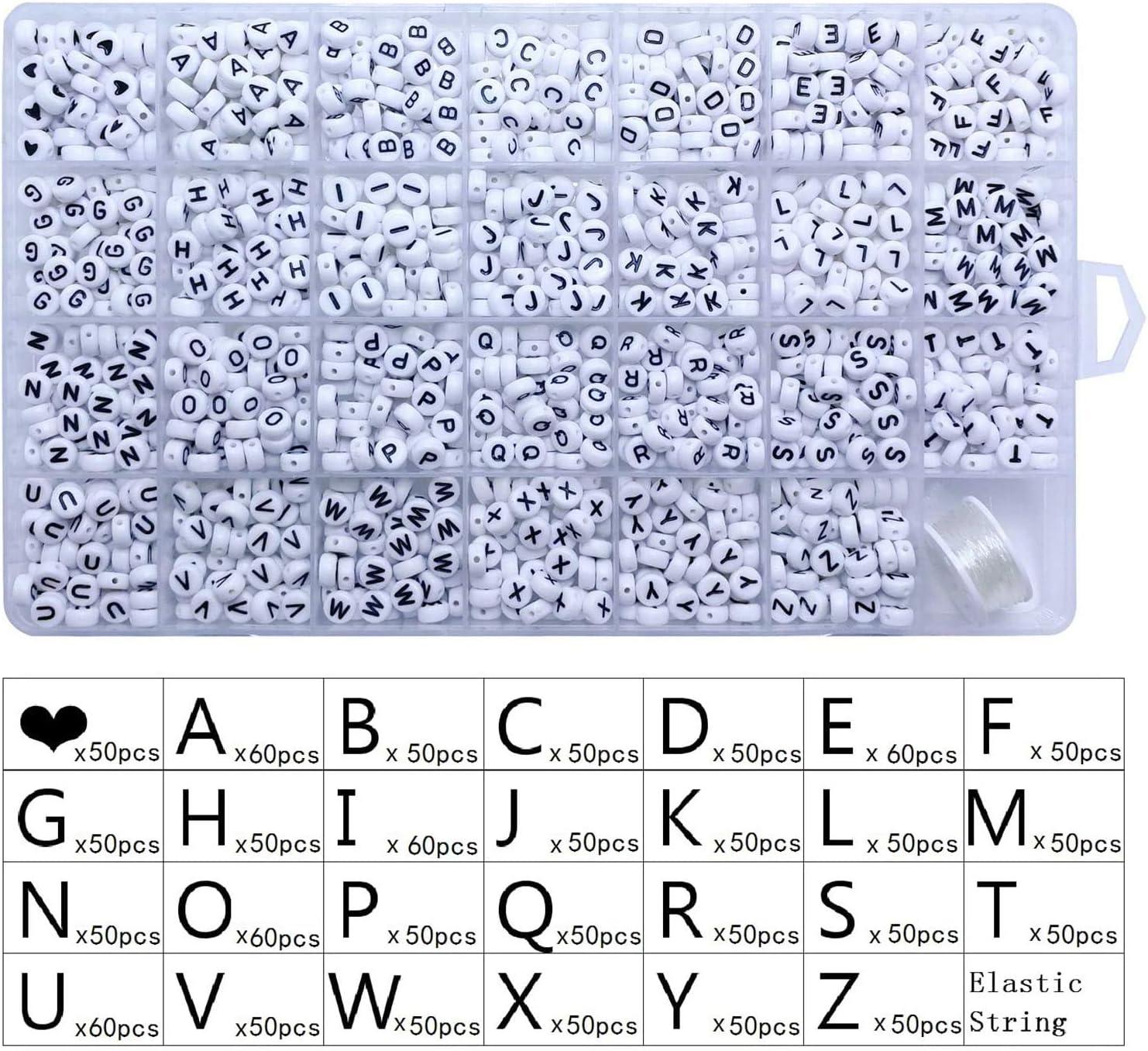 1400 PCS Letter Beads,Round Acrylic Alphabet Beads,Letter Beads Small, Black