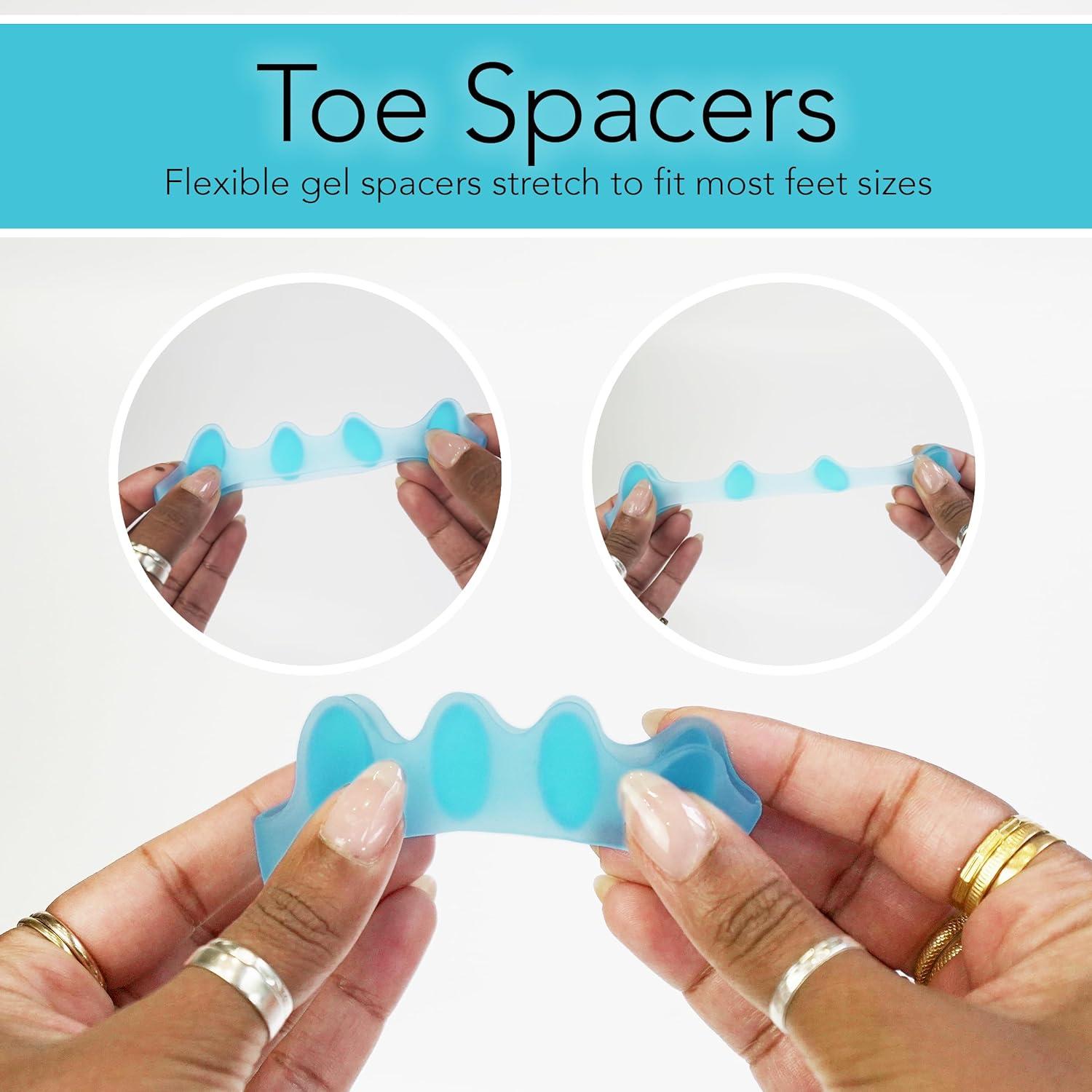 Toe Separators (2 Pairs Blue) Correct Your Toes with Toe Spacers Help
