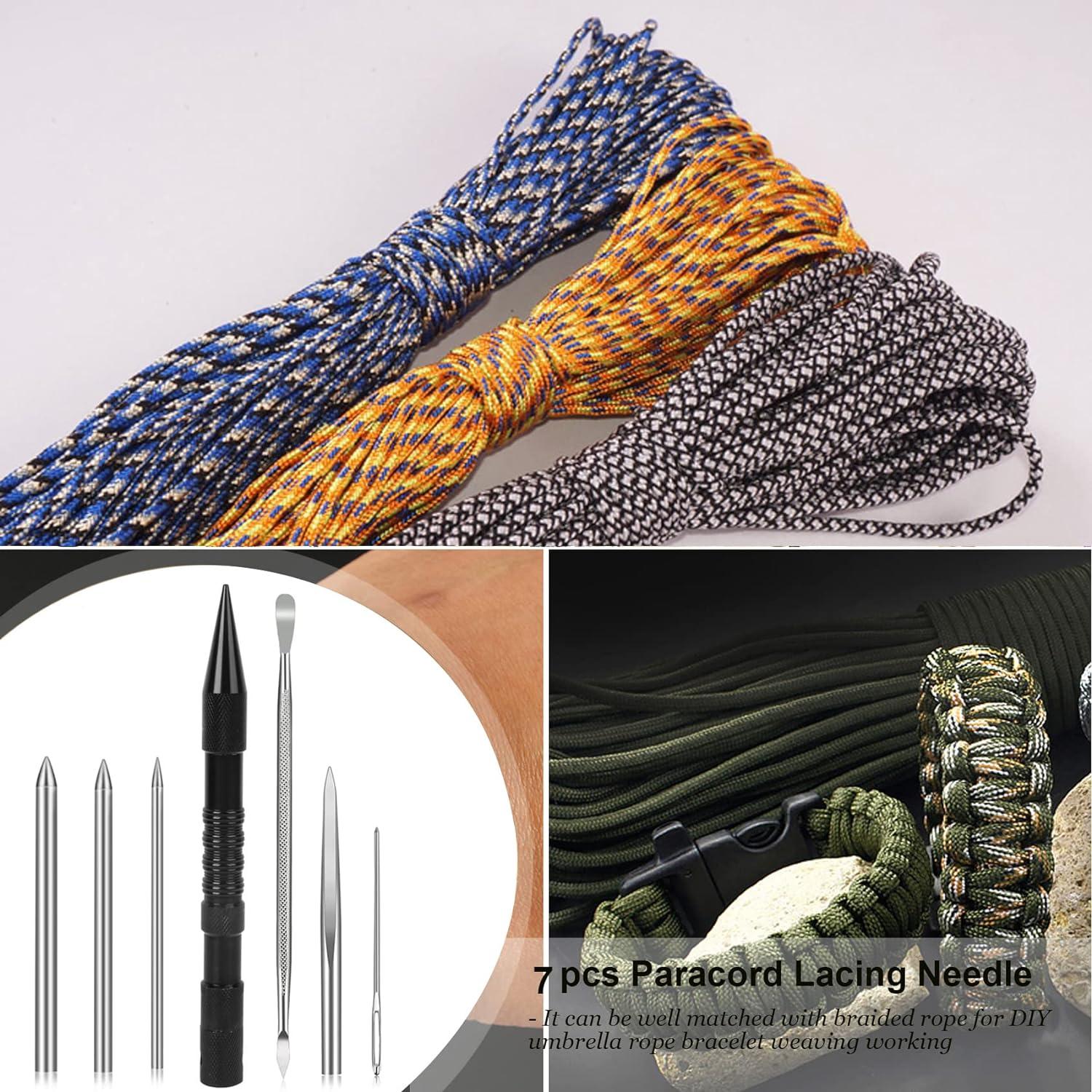 Muye 7 Pack Marlin Spike Paracord Stitching Kit with 5pcs Lacing Needles  and Smoothing Tool for Laces Strings Leather Weaving and Paracord Bracelet  with Storage