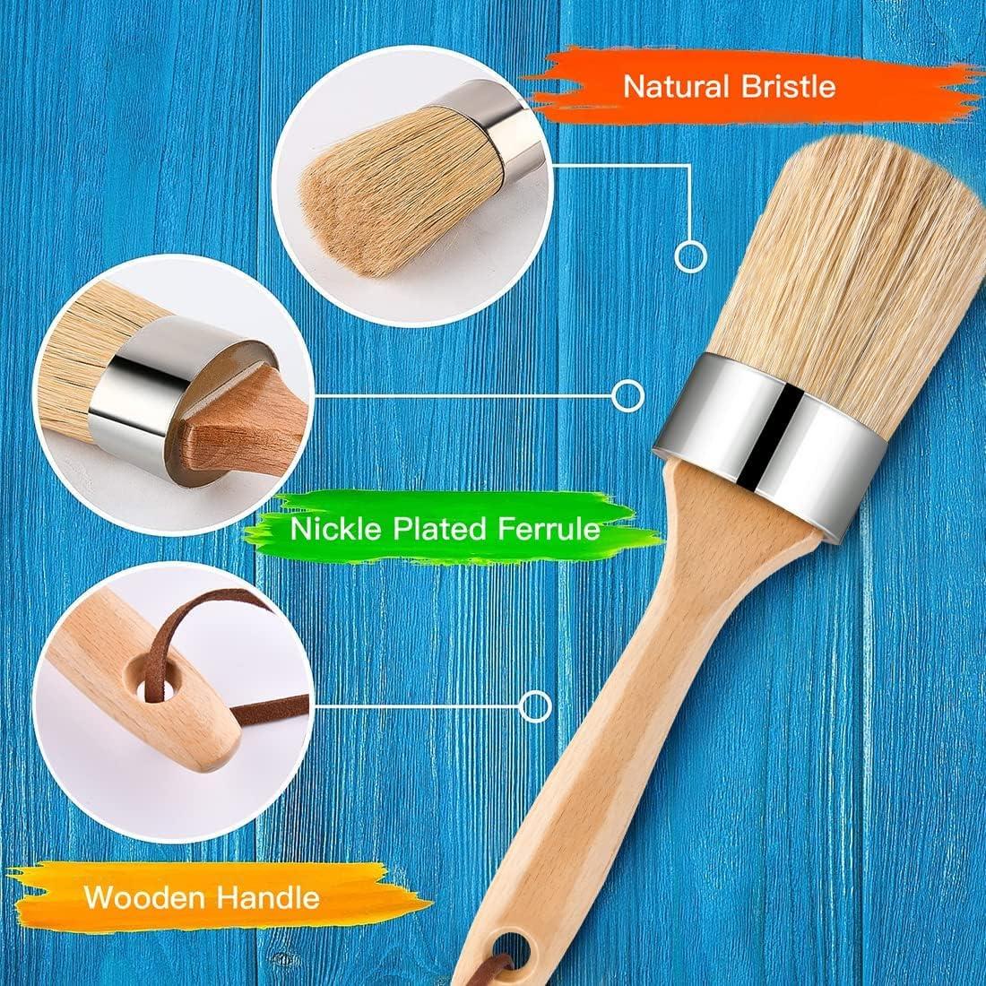 Chalk & Wax Paint Brush Set for Furniture, DIY Painting and Waxing Tool,  Round Chalk Paint 