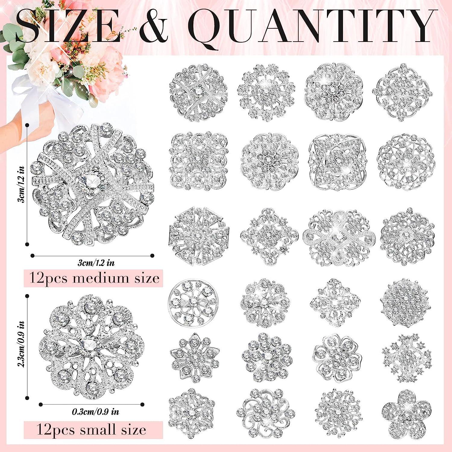 124 Pcs Bouquet Pins Flower Brooch Rhinestone Brooches Diamond Pins for  Flowers Crystal Corsage Pins Boutonniere Pin Crystal Stick Pins  Embellishments for Crafting Wedding Decor Supplies(Silver)
