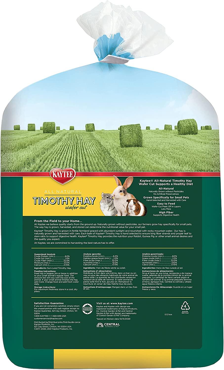 Kaytee Timothy WaferCut Hay for Rabbits & Small Animals 3.75 Pound Pack