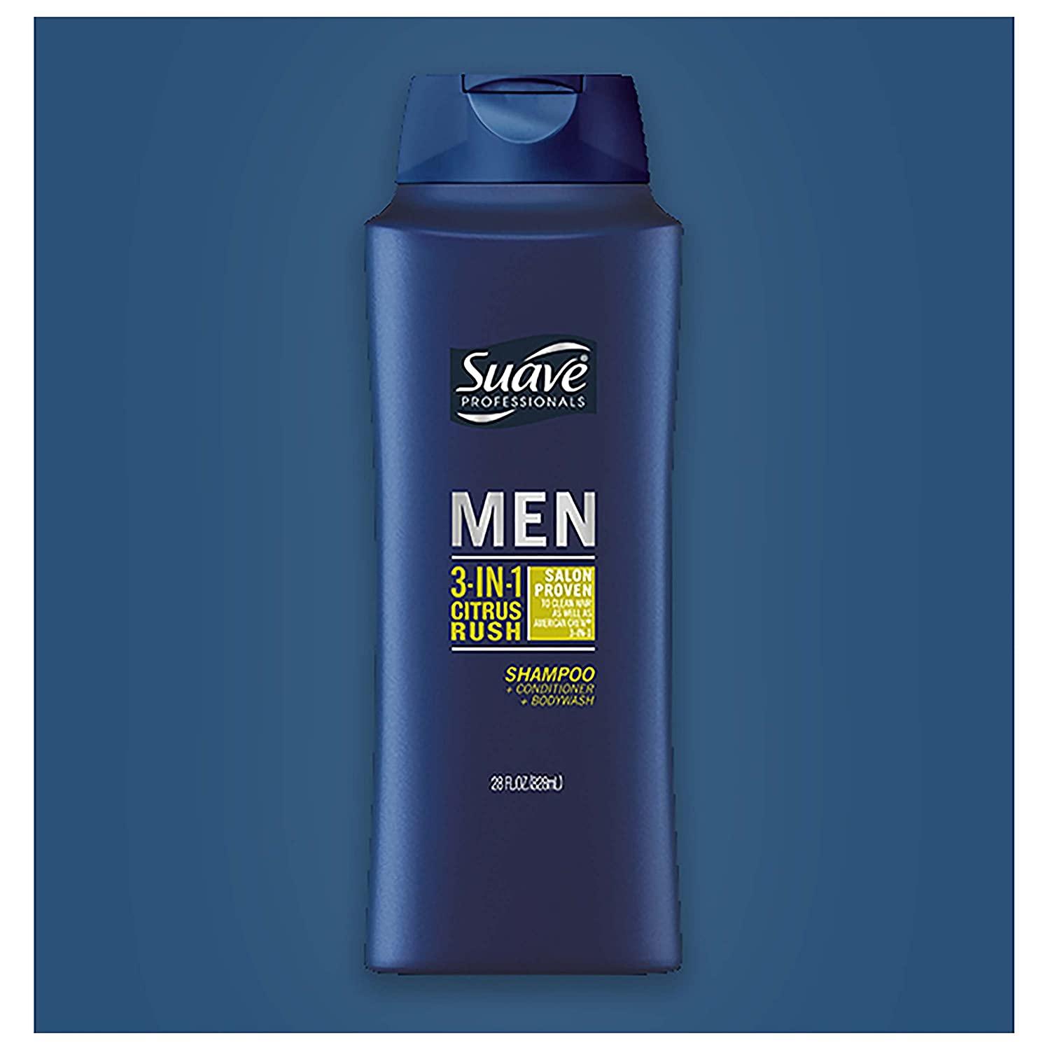 Suave Men 3 in 1 Shampoo Conditioner Body Wash, Citrus Rush, 28 oz, 2