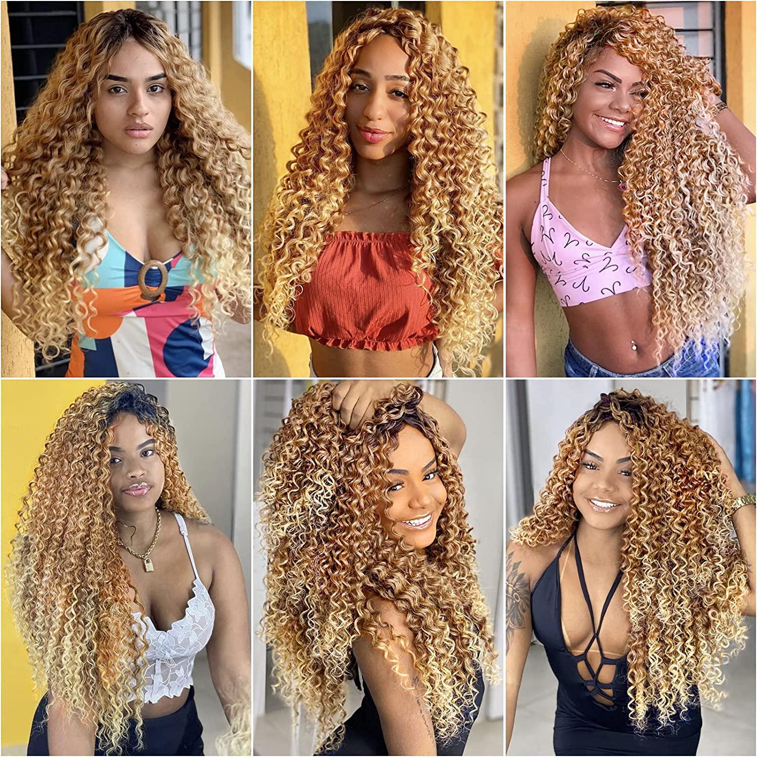 GoGo Curl Crochet hair 18inch Ombre Deep Wave Crochet hair,Synthetic Deep  Twist Crochet Braid Bohemian Crochet Braiding hair Extensions  (6Packs,27/613)